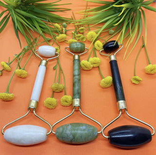 white black green jade facial roller