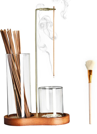 anti-ash glass incense double holder