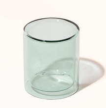 Load image into Gallery viewer, teal double glass candle vessel
